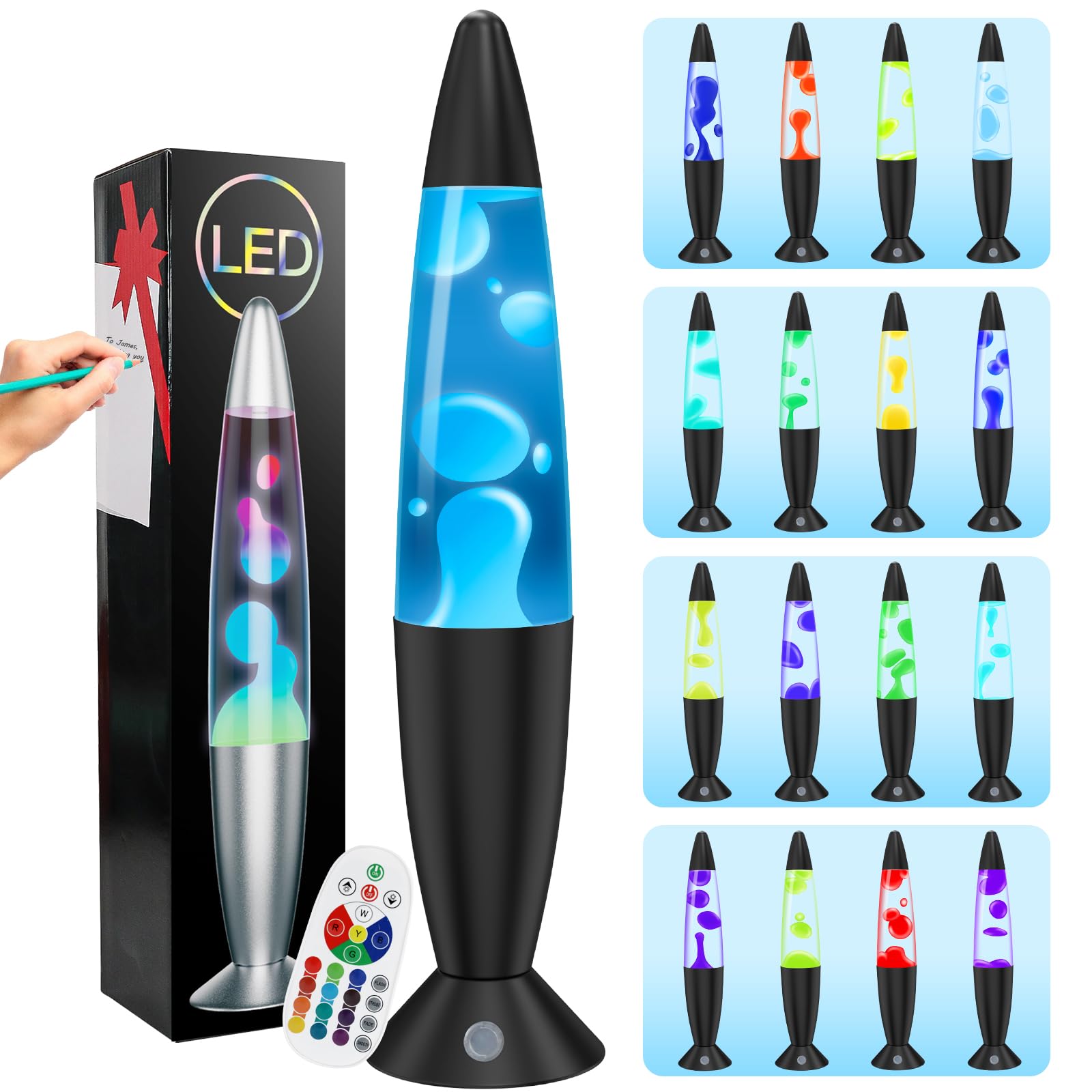 FBSPORT Lava Lamp, 17 Discoloration Lamp Relaxing Effect, LED Night Lights Lavender Lamps for Bedroom Decor, Office Lamps Teens and Children
