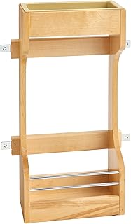 Rev-A-Shelf Dual Shelf Under Sink Organizer for Kitchen and Bathroom Cabinets, 30" Sink Base Vanity Storage, Inside Door Mount, Maple Wood, 4SBSU-15