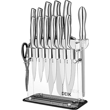 Amazon Com Knife Set Kitchen Chef Knives Stone Boomer 14 Piece Knife Block Set Stainless Steel Knife Set Chef Knife Set Knives Set Scissors Sharpener Acrylic Stand Super Sharp Kitchen