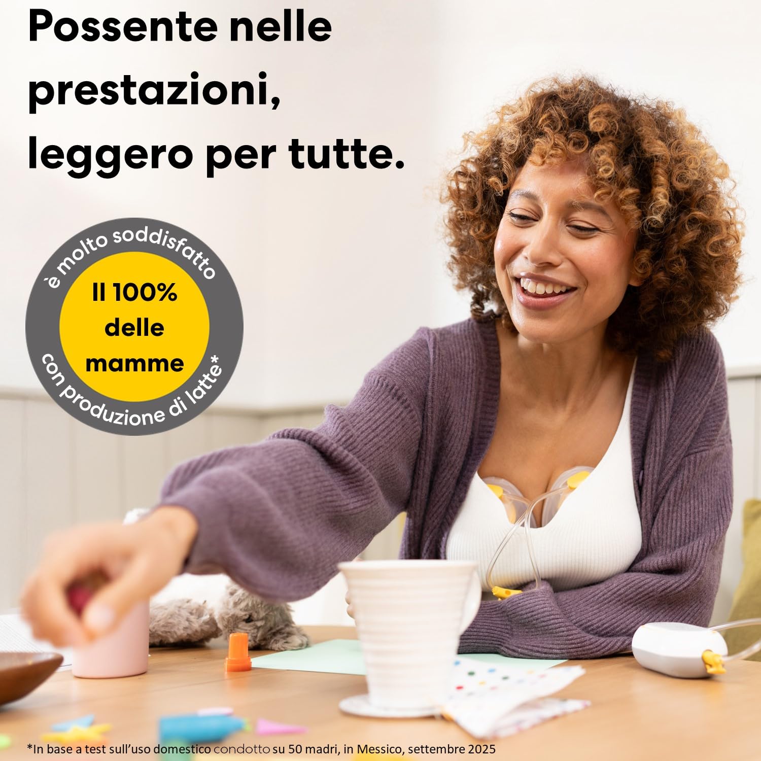 Medela Freestyle Mini Hands-Free elettrico doppio con coppe Hands-Free e batteria ricaricabile.