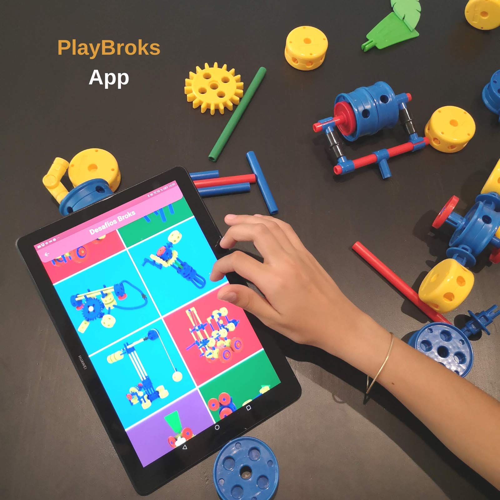 Broks Creators Box – Set Di Costruzioni Con 198 Pezzi, Ingranaggi E Meccanismi – Gioco STEM Per Bambini 3-10+ Anni, Compatibile, Con App Interattiva 3D - 3