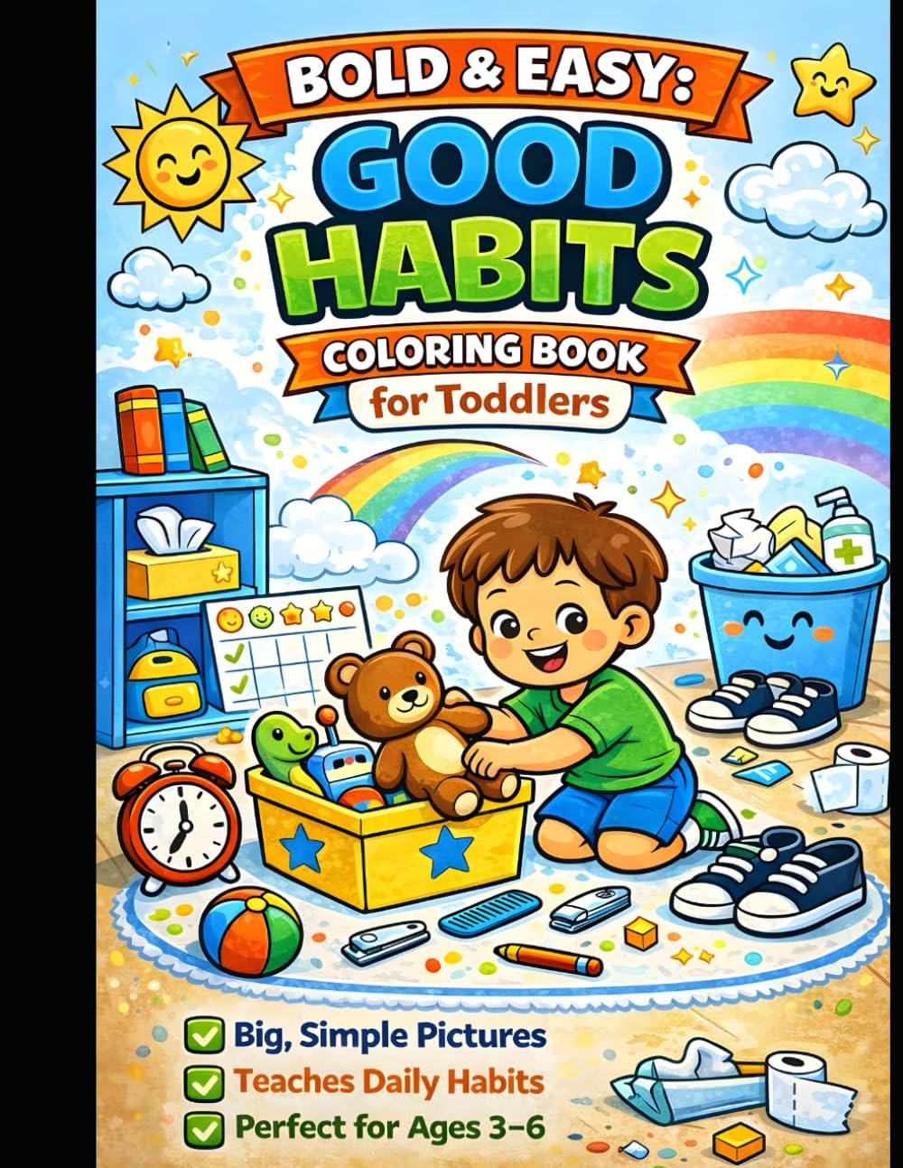 Bold & Easy: Good Habits Coloring Book for Toddlers: Big Simple Habit Objects with Extra Thick Lines | Easy Daily Routine Coloring Pages for Ages 3–6