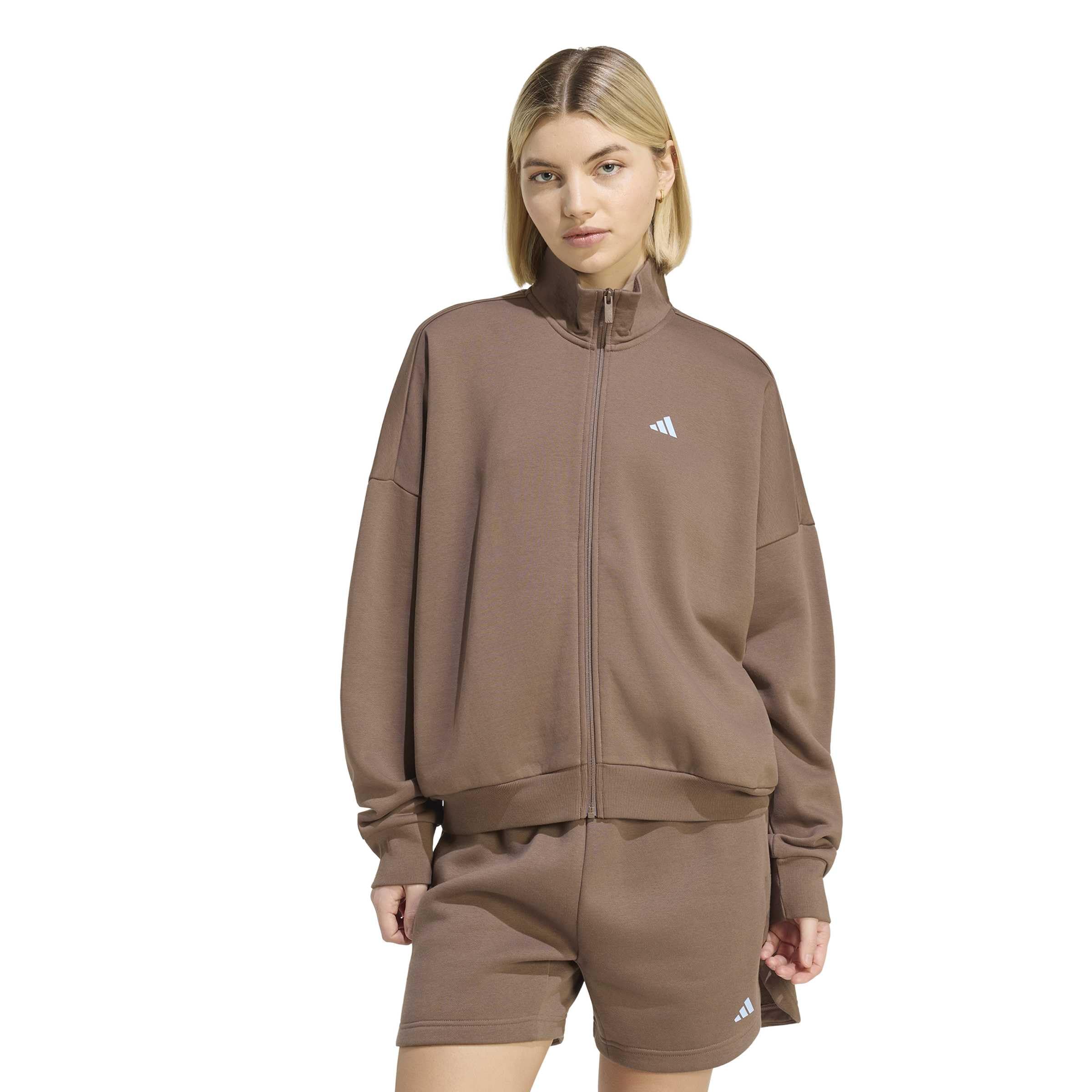 adidas Kobiety 3 Stripes Studio Tracktop Sweatshirt, earth strata, L