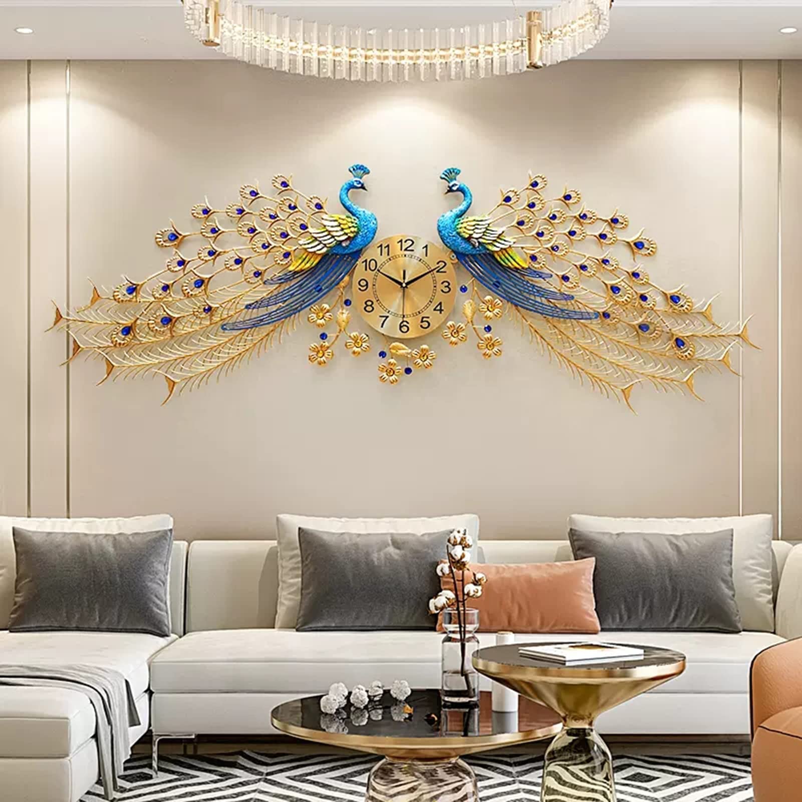 MYUYEE Metal Clock, Large Living Room Wall Clock, Wall ation Silent Clock, 165 x 65 cm