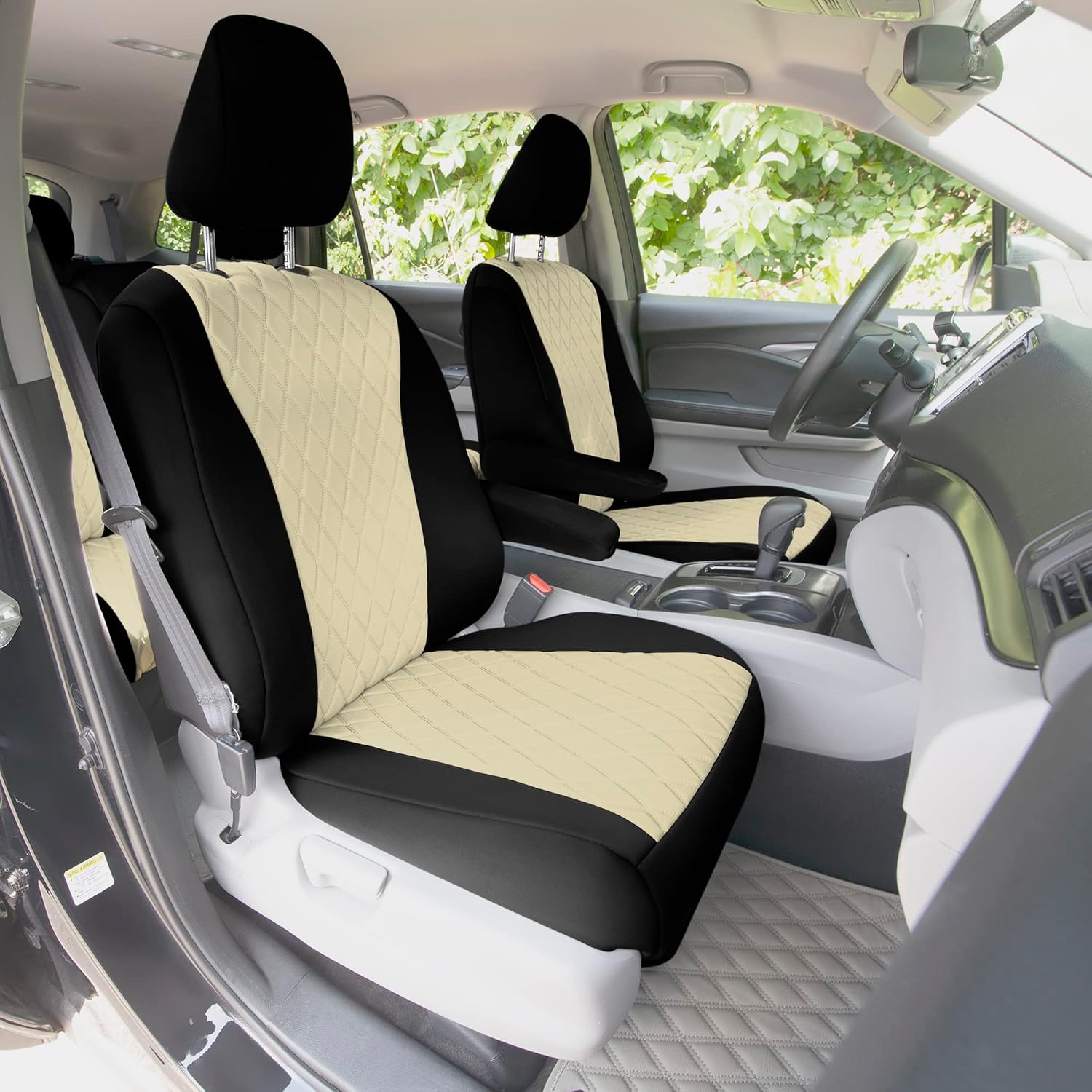FH Group Custom Fit Car Seat Covers Specifically Made for 2016–2022 Honda Pilot, Front Set Beige Ultraflex Neoprene, Waterproof Car Seat Cover, Honda Accessories
