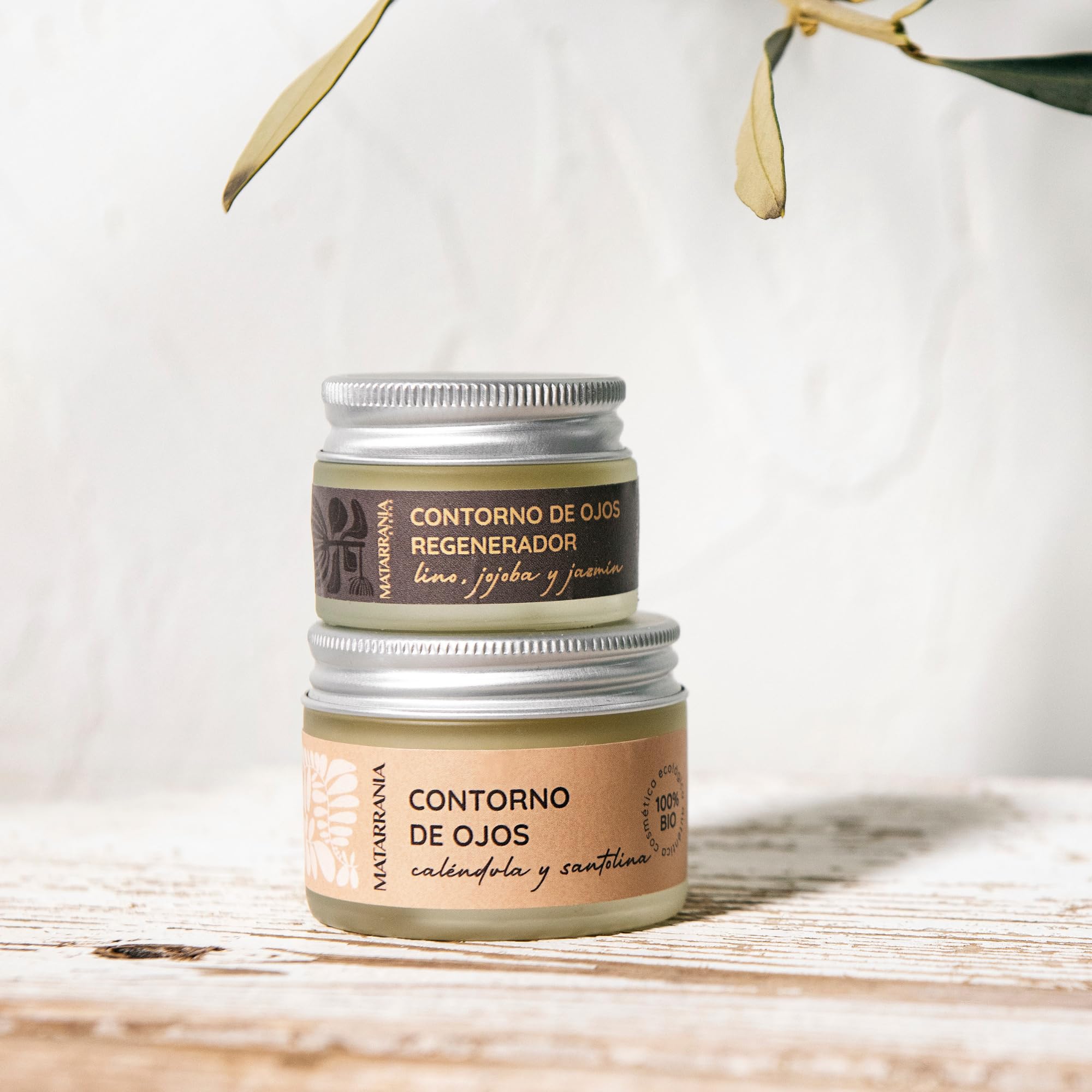 MATARRANIA Contorno Occhi Rigenerante Intensivo 100% Naturale e BIO, Contorno Occhi Tenditore e Antiossidante, Anti-età Pelle Matura, Riduce Rughe e Rivitalizza, Lino, Jojoba e Gelsomino, Senza Acqua