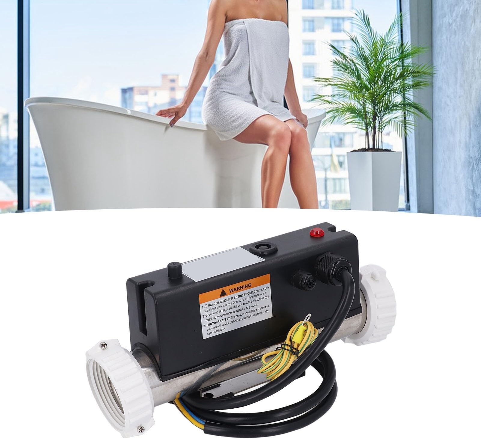 3000W Pool Heater, Electric Water Thermostat with Temperature Control Self Heating for Spa Bathtub, Swimming Pool, Hardwired, with Circulation System, Pressure Switch (1KW)