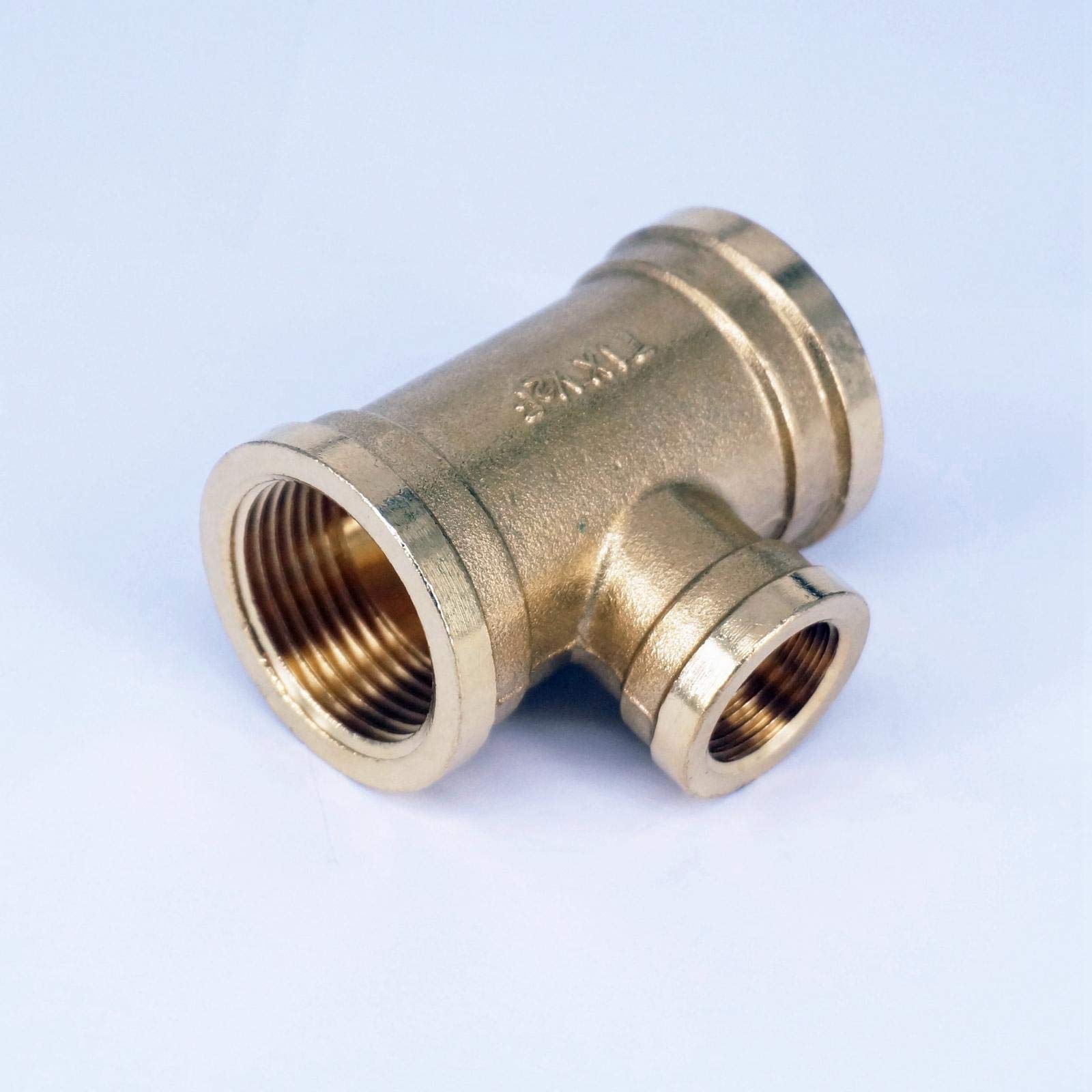 Raccordo a T in Ottone a 3 Vie, connettore di riduzione, Filettatura Femmina BSP da 1" x Filettatura Femmina BSP da 1/2" x Filettatura Femmina BSP da 1" for idraulica