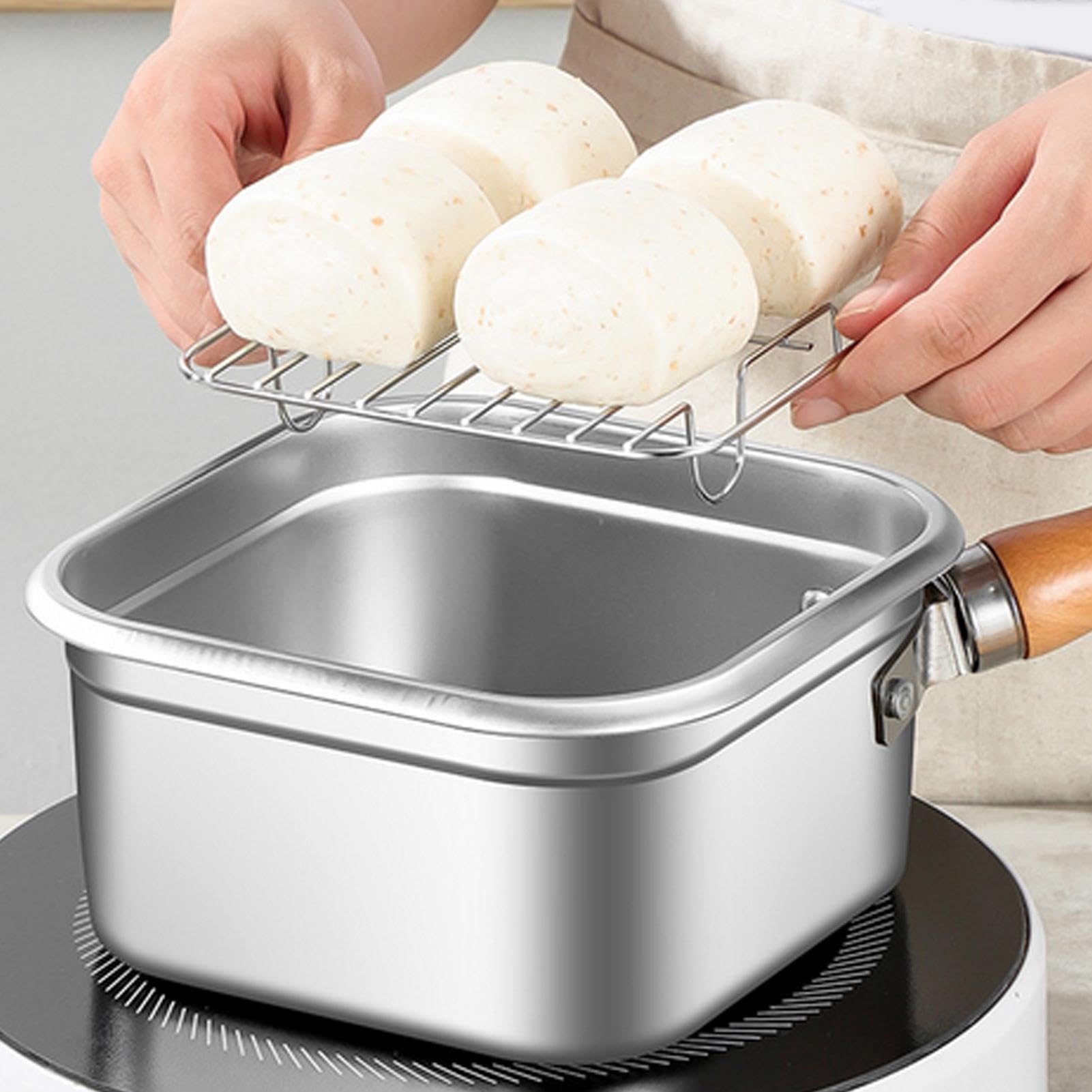 Freidora - Sartén multifuncional - Freidora de acero inoxidable a prueba de salpicaduras para patatas fritas pollo y más apta para lavavajillas