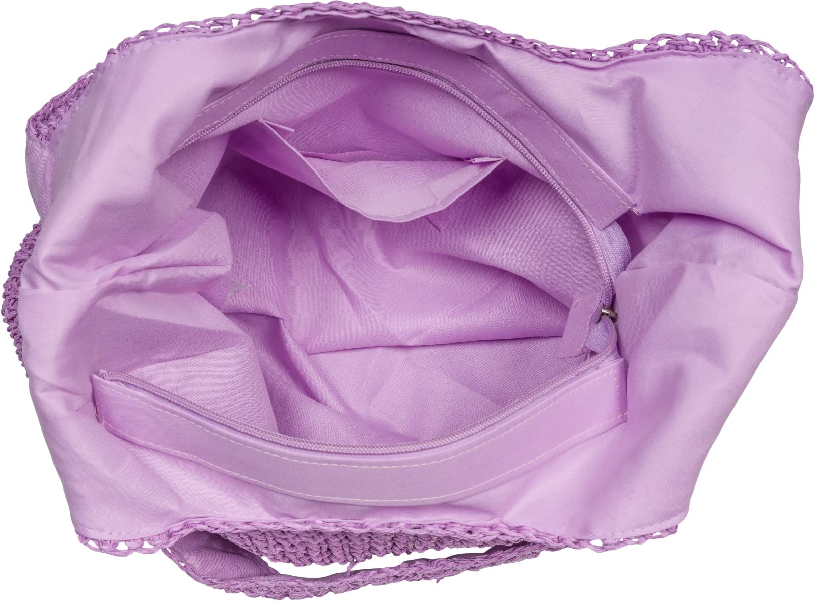 styleBREAKER Bolso saco de mujer en paja trenzada,Lavanda
