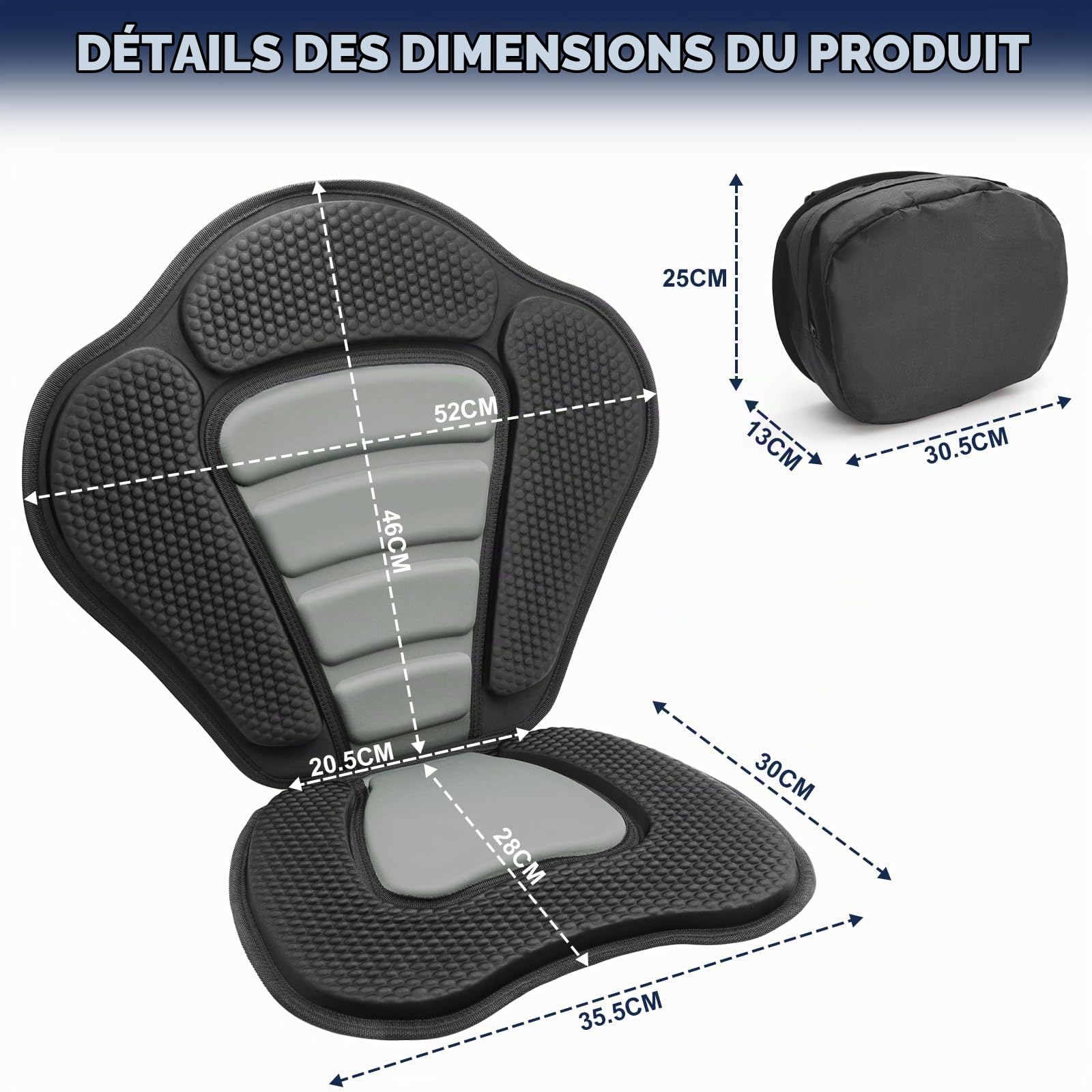 2 Pièces Sièges de Kayak Siège Canoë Kayak Siège Doux, Mince et Respirant avec Dossier, Antidérapant Siège Kayak pour Sup, Kayak, Yachting, Dérive, Rafting, Canoë-Kayak Sièges