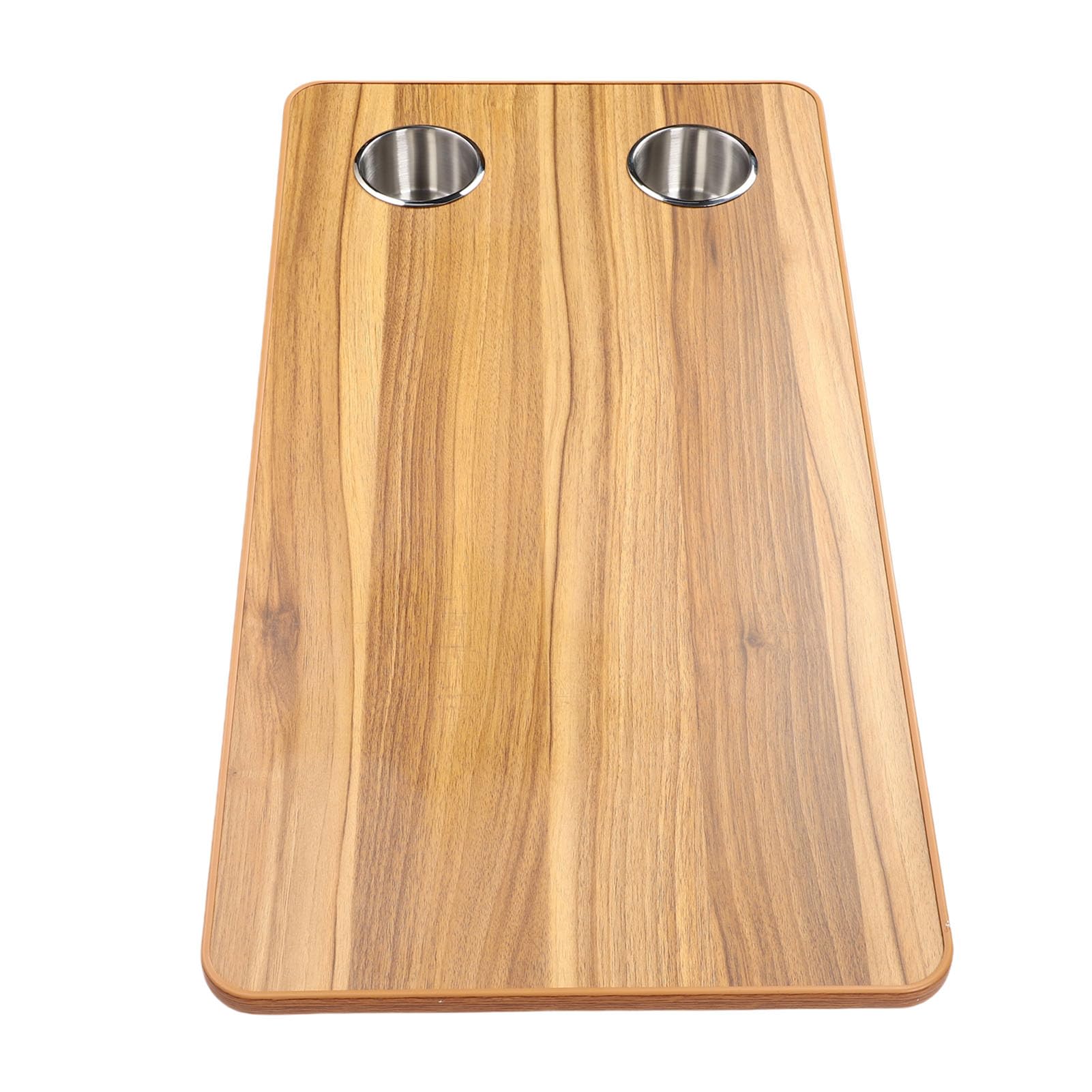Acouto Ersatz für Wohnmobil-Tischplatte mit 2 Getränkehaltern, 80 X 39 cm, Holz-Bootstisch für Wohnmobile, Wohnmobil-Tischplatte, Arine-, (Brauner Holzstreifen)