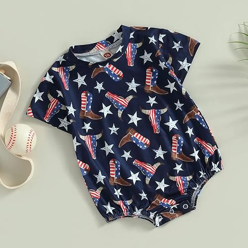 Miniatura 3 de Kayotuas Mameluco de burbujas para bebé, traje de vaquero recién nacido, traje de niño y niña, con estampado de vaca, camiseta de gran tamaño,