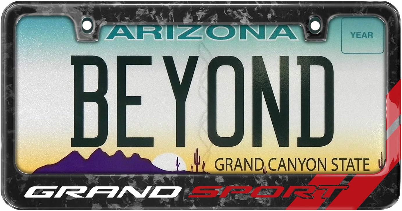 iPick Image for - Chevrolet Corvette C7 Grand Sport Red Stripes Genuine Forged Composite Carbon Fiber License Plate Frame