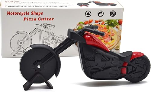 Miniatura 5 de Cortador de pizza de motocicleta de acero inoxidable antioxidante de alta calidad, cortador de pizza de hoja afilada para cortar pizzas, pasteles,