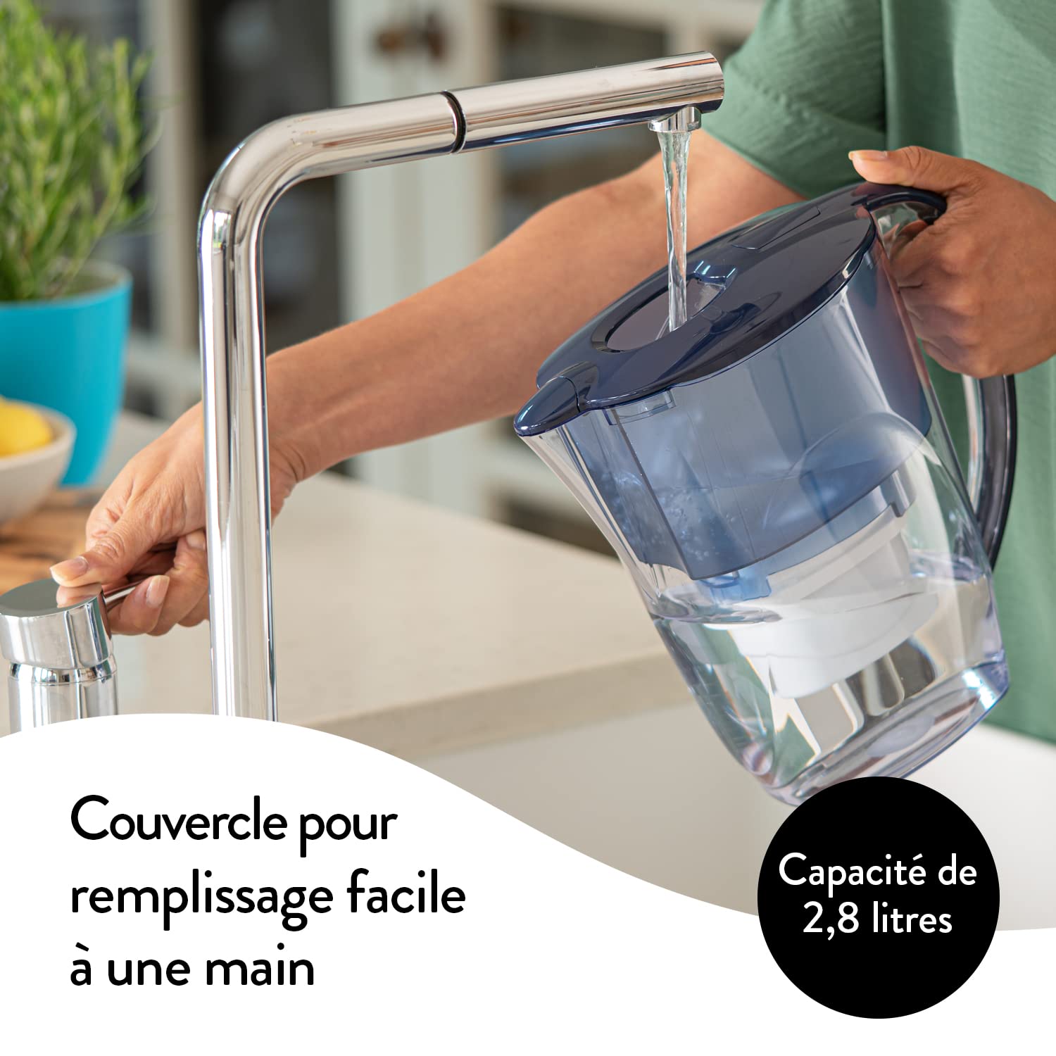 Aqua Optima Oria Carafe Filtrante 2,8L - 3 Cartouches Evolve+ - Réduction Calcaire Et Microplastiques