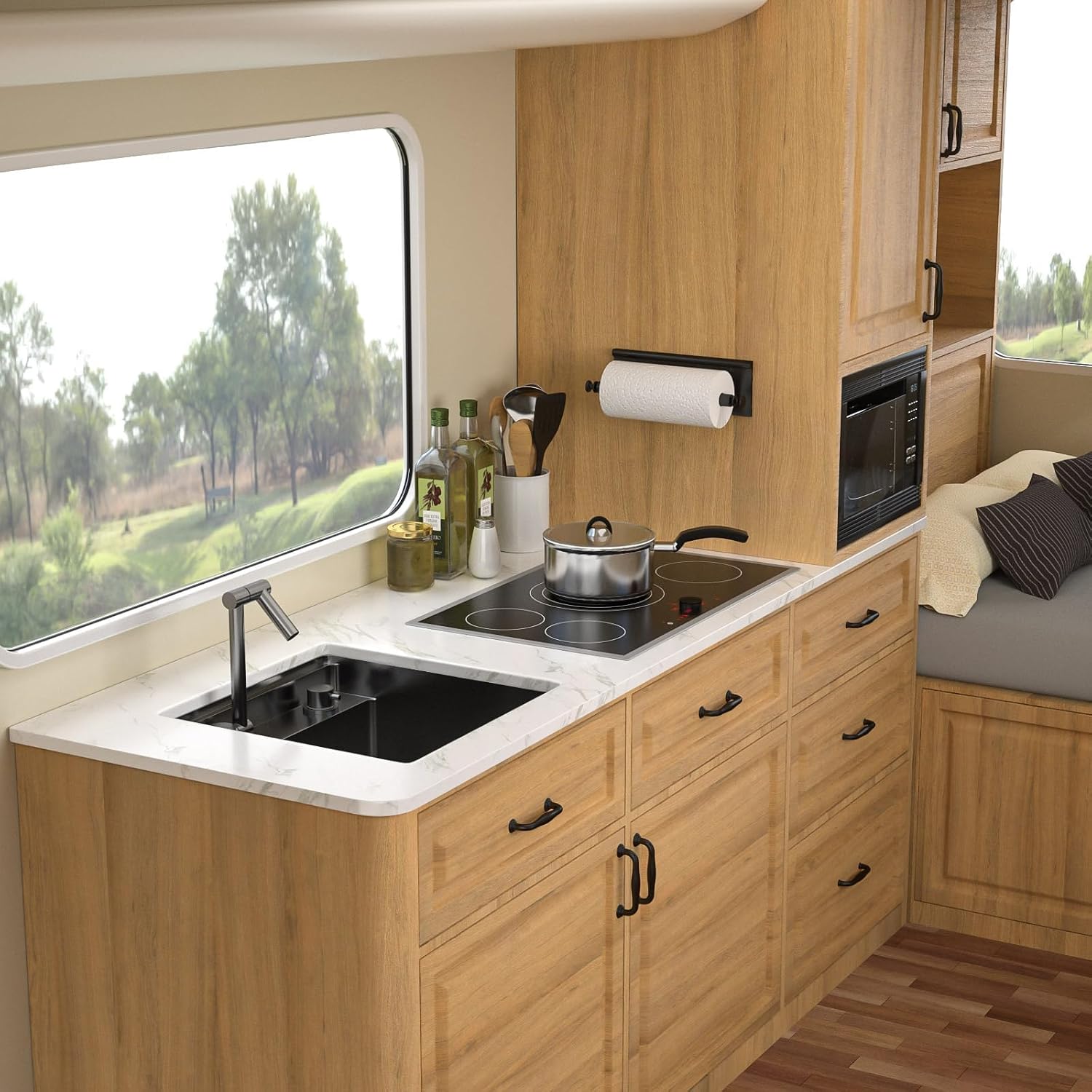 RV Kitchen Sink - 18x18 Inch Bar Sink Undermount Gunmetal Black NANO-PVD 16 Gauge 304 Stainless Steel Single Bowl Outdoor Kitchen Sinks Under Counter RV Sinks #TLRV-0004