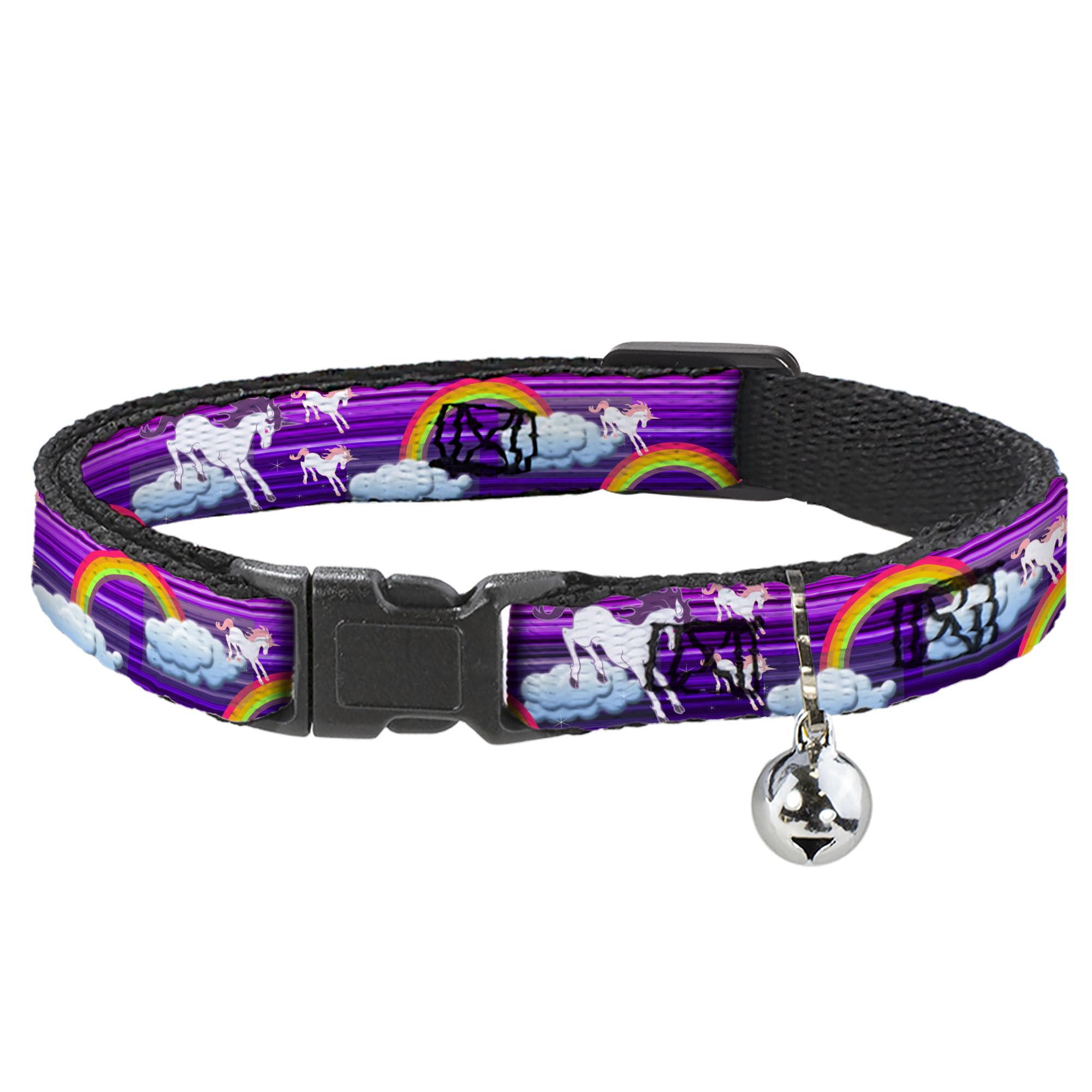 Collar de gato morado de unicornios ajustable de 8 a 12 pulgadas para gatitos