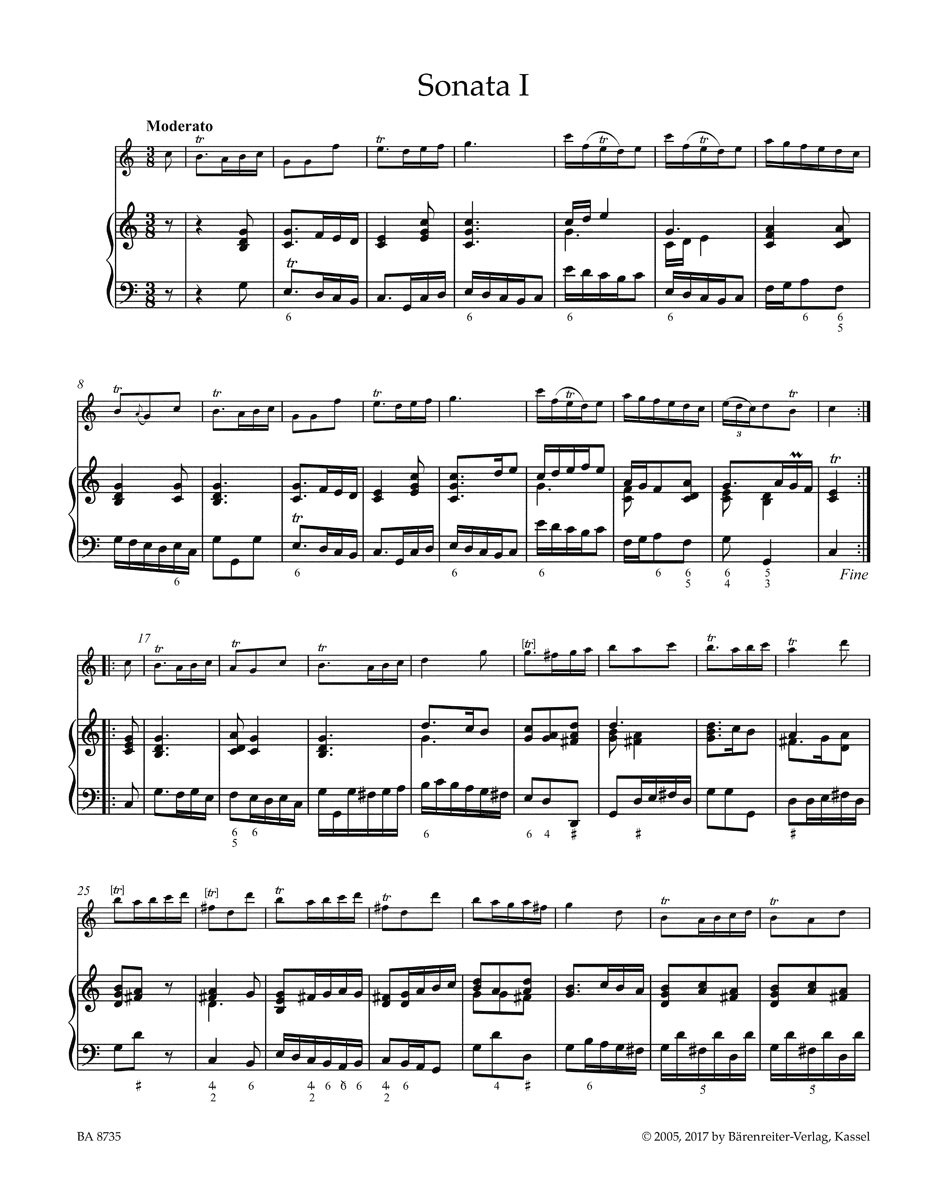 Il Pastor Fido -Sechs Sonaten für Musette, Drehleier, Flöte, Oboe oder Violine und Basso continuo- (zugeschrieben Antonio Vivaldi). Spielpartitur mit Stimmensatz, BÄRENREITER URTEXT