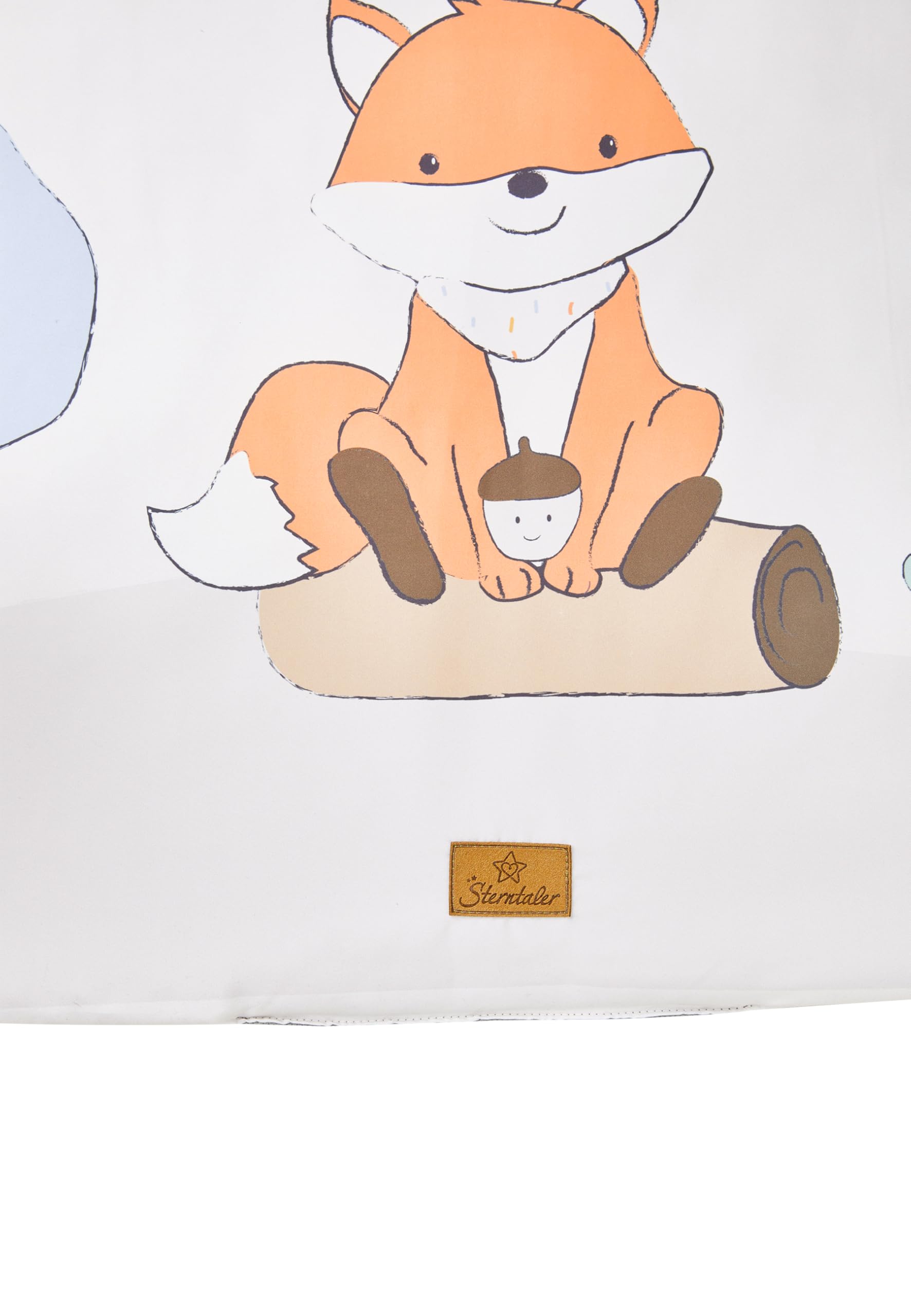 Sterntaler Spielbogen Fuchs Filou - Krabbeldecke mit Motivdruck - wattierte Spieldecke für Babys - Spielzeug abnehmbar - Knisterpapier, Rassel & Quietsche - Activity Decke 80x80cm, lichtgrau