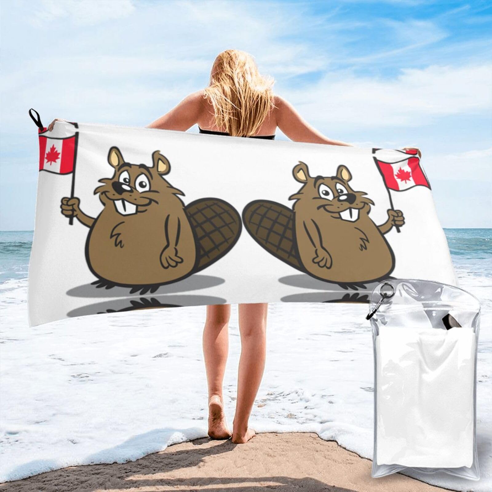 WYCZHY Beaver Print Beach Towel Soft Quick Dry For Spa Pool Gym Vacation Travelers Women Men Adults Sauna Gift