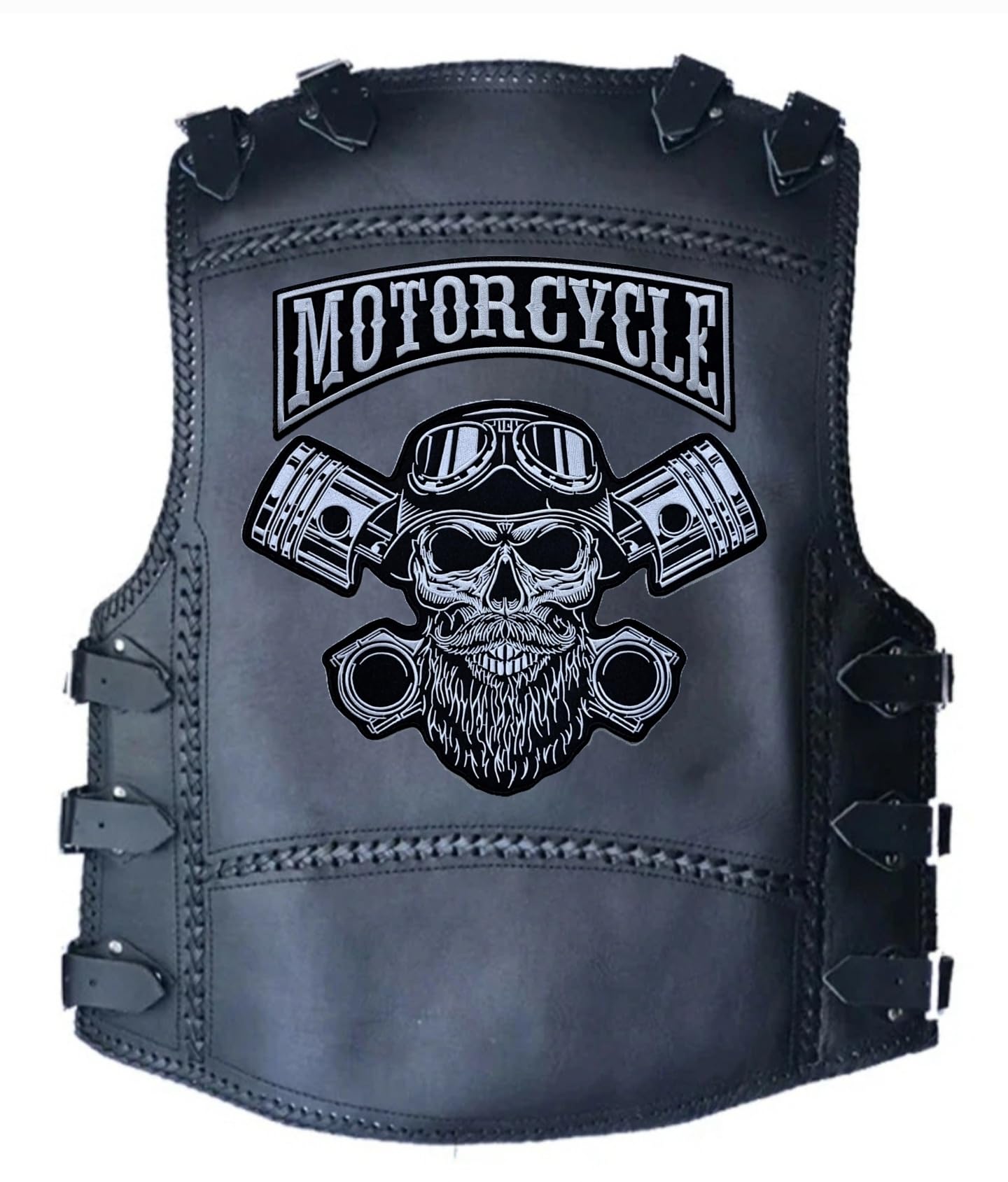 Juego de 2 parches bordados Biker "Motorcycle" + Punck Skull XXL parches termoadhesivos para chalecos y chaquetas de moto, para decorar chaquetas de moto, bordado en accesorios de ropa, manualidades.