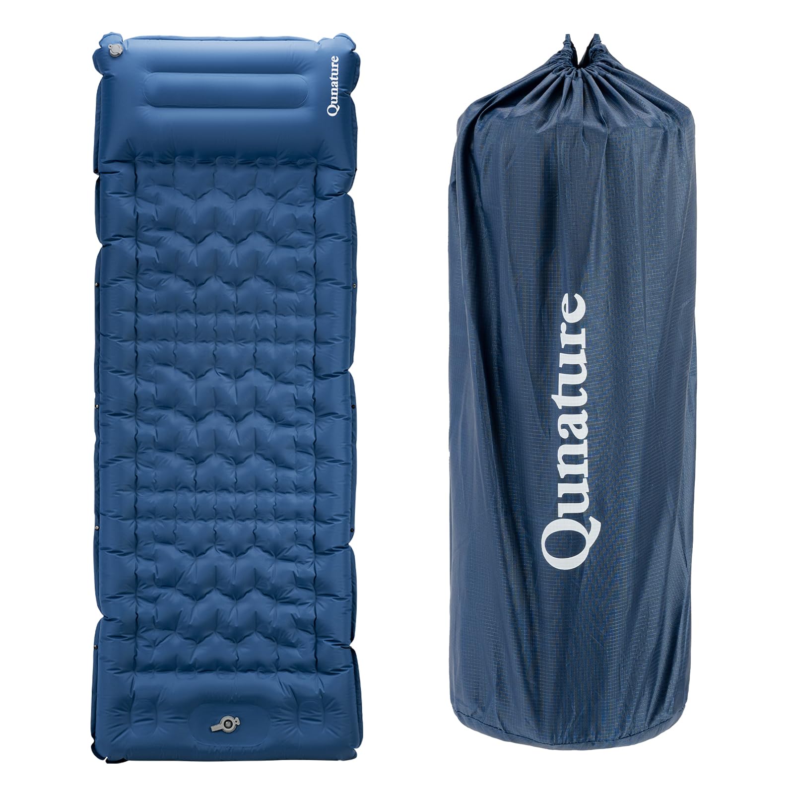 Colchoneta Ultraligera para Camping, Esterilla Hinchable Individual 12 cm con Almohada y Bomba de Pie, Colchón Inflable para Dormir en Viajes y Actividades al Aire Libre, Azul