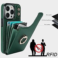Vista 5 de Folosu Funda compatible con iPhone 14 Pro con soporte para tarjetas, rotación de 360°, soporte de anillo de dedo con función atril, bloqueo RFID