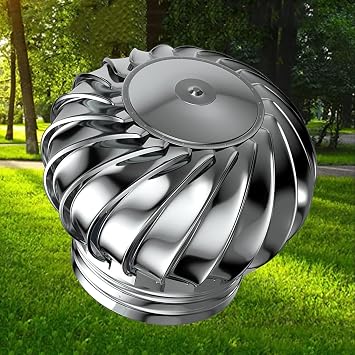 Roof Wind Turbines Cap Vent Stainless Steel Roof Ventilator, 8 10 12Inch No Rust Automatic Silent Pipefit Roof Ventilating Fan, All Purpose Chimney Cowl Rotating Roof Vents Energy-Efficient
