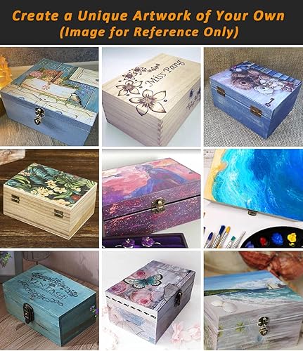 Miniatura 3 de Caja de almacenamiento de madera con cerradura y llaves, juego de 2 cajas decorativas de madera con tapas con bisagras y pestillo, caja de recuerdos