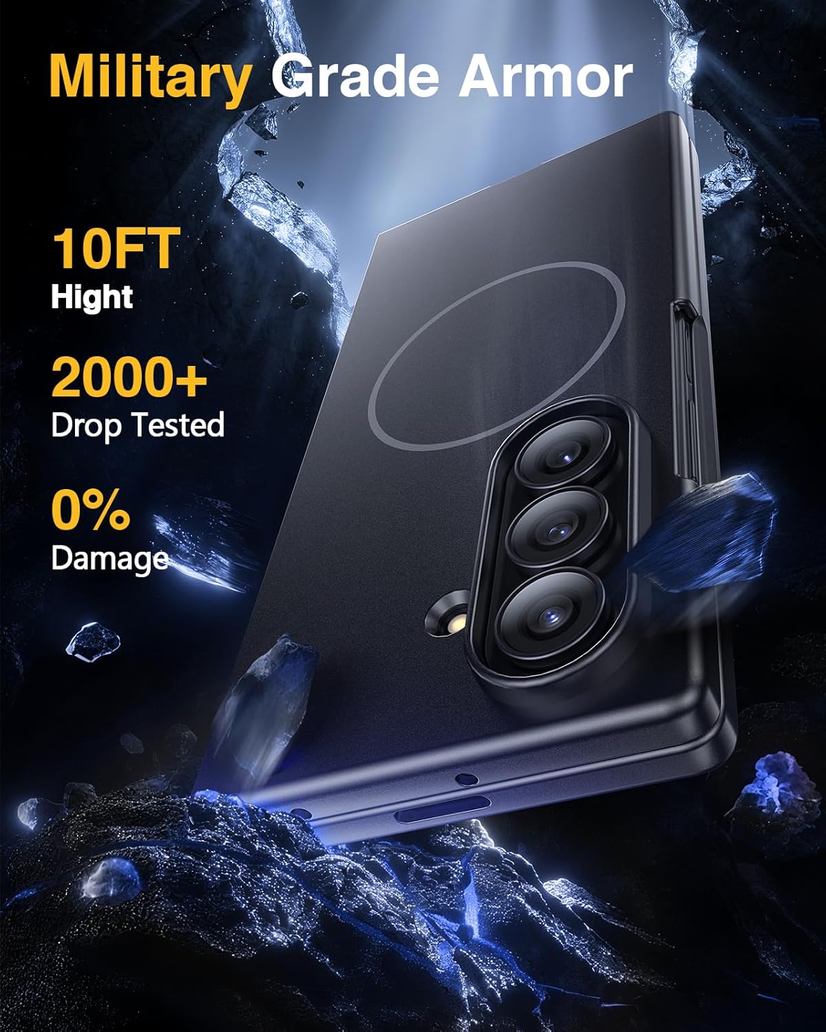 Lanhiem Magnetic for Samsung Galaxy Z Fold 7 Case with Privacy Screen Protector, [Compatible with MagSafe][Anti Spy] Full-Body Protective Slim Phone Case for Galaxy Z Fold 7, Black