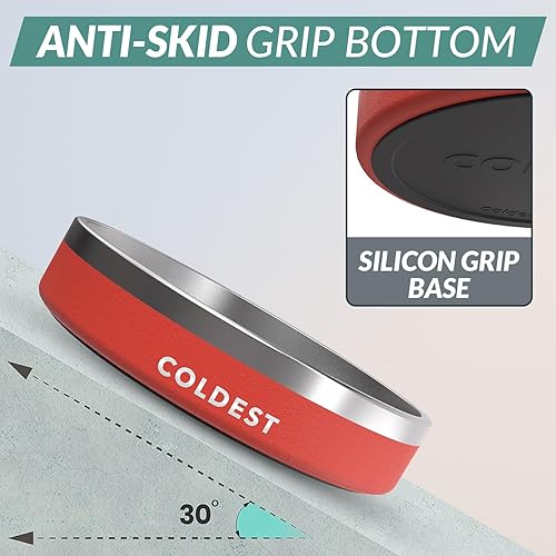 Vista 342 de Coldest Cuenco de metal antioxidante, antideslizante, 3 capas aisladas, acero inoxidable, perro, gato, mascota, antiderrames, sólido, para agua