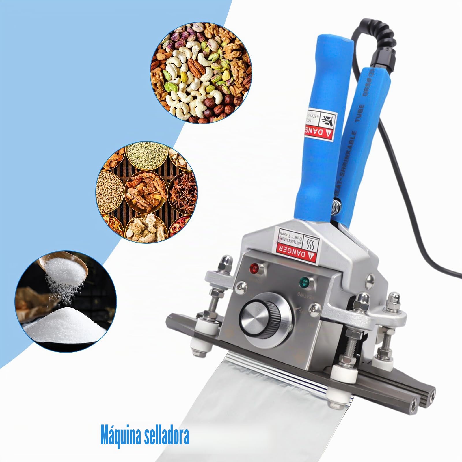 200mm Máquina de sellado de sellado eléctrico a presión manual de alimentos sellador térmico, sellador de bolsas de plástico, máquina de sellado de calor portátil papel kraft bolsas