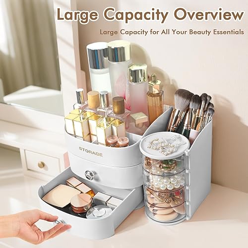Miniatura 2 de XIAPIA Organizador de maquillaje para encimera, organizador de maquillaje para tocador, cuidado de la piel y organizadores de cosméticos con