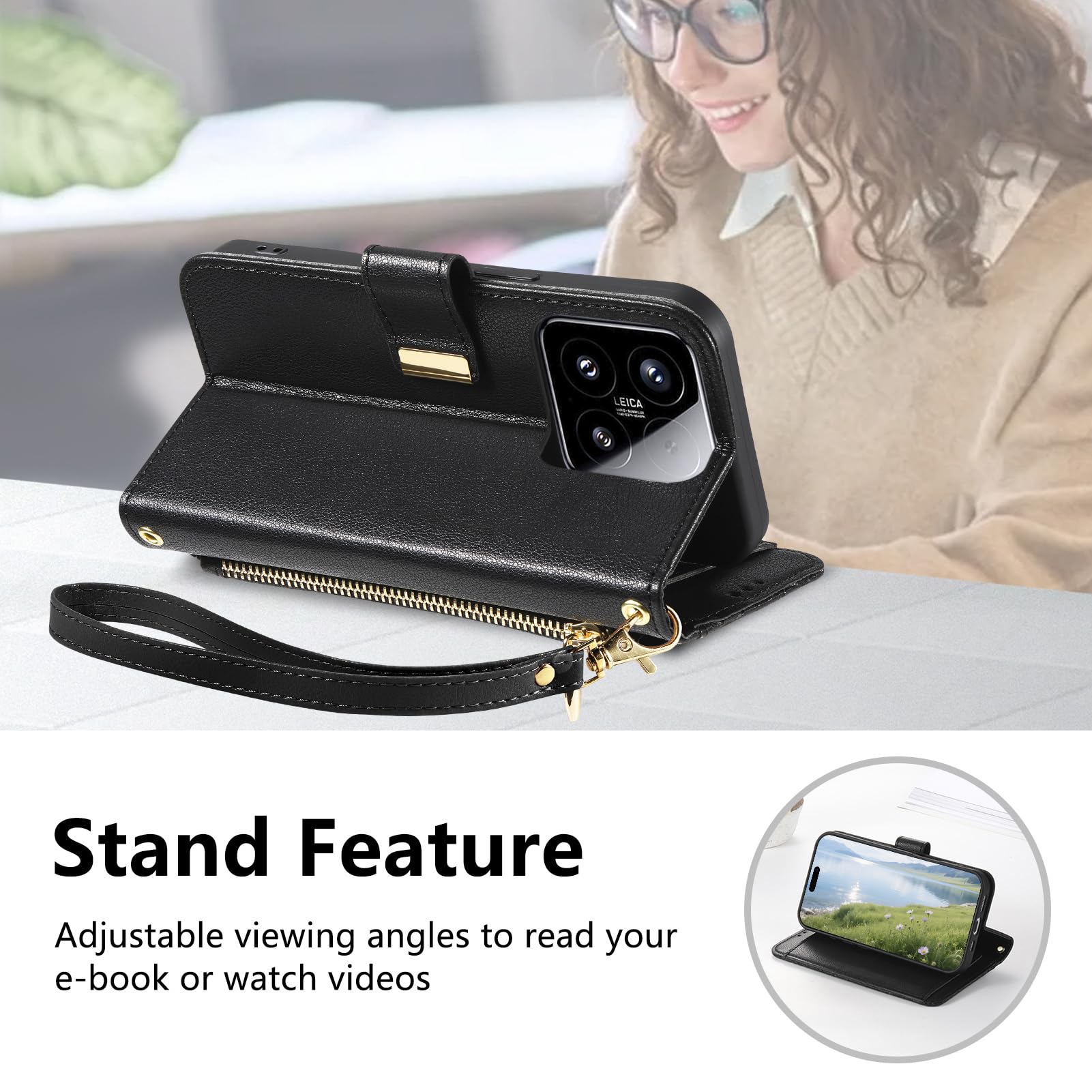 Custodia Portafoglio GOKEN Per Xiaomi 15T Pro – Pelle Sintetica, Magnetica, Con Slot Carte E Stand Rosso