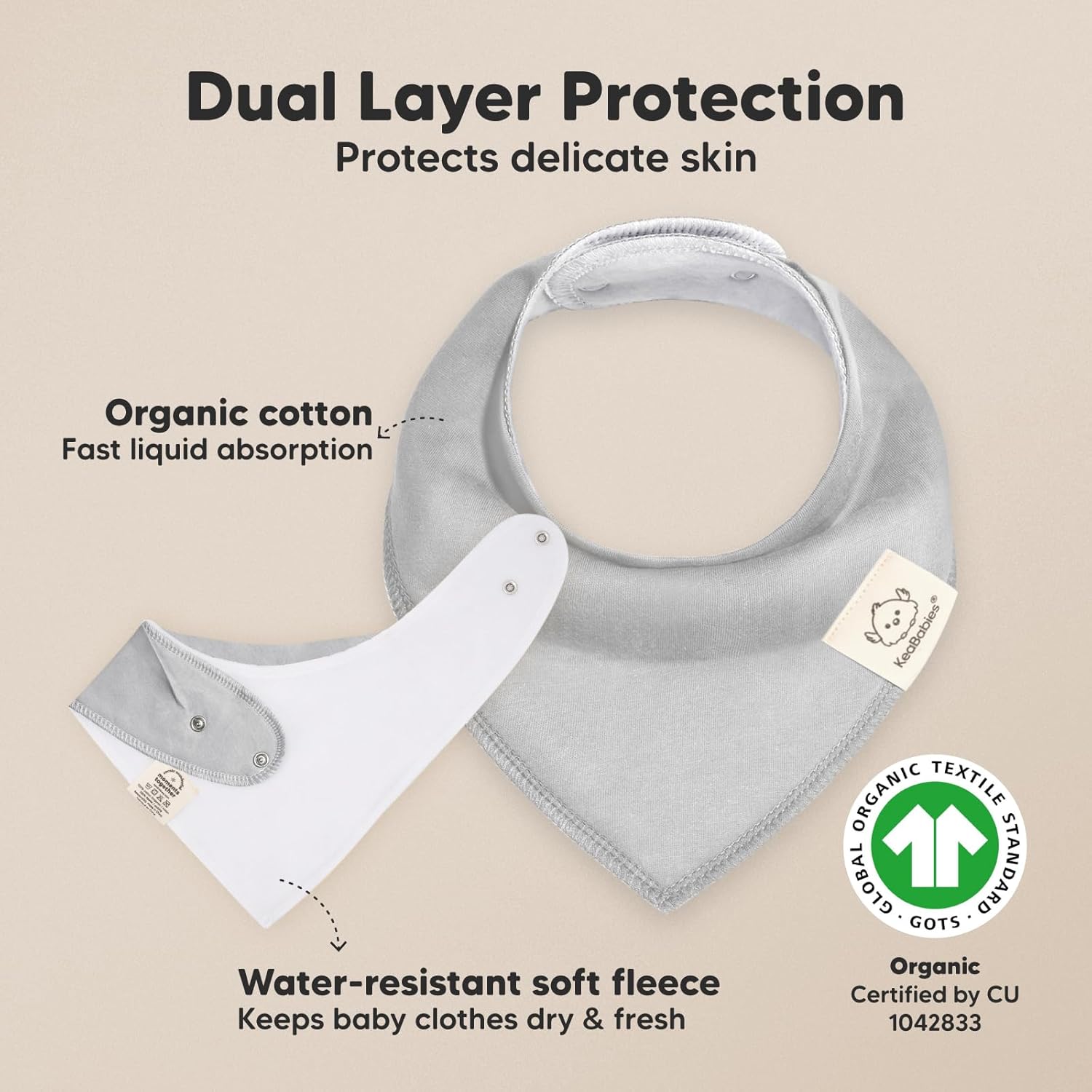 KeaBabies 8-Pack Organic Baby Bandana Bibs for Boys, Girls - Super Absorbent Triangle Baby Bibs for Drooling and Teething Infant, 100% Cotton Extra Soft for Newborn, Infant 0-36 Months (Hunter) - Image 2