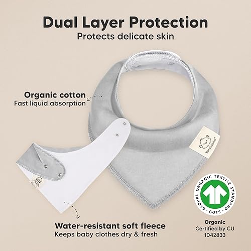 Miniatura 2 de Paquete de 8 baberos orgánicos tipo bandana para bebé, elegantes baberos unisex, baberos tipo bandana súper absorbentes, baberos para dentición