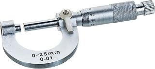 Eisco Labs Micrometer Screw Gauge w/Lock, Nickel Plated Brass - Range 0-25x0.01mm