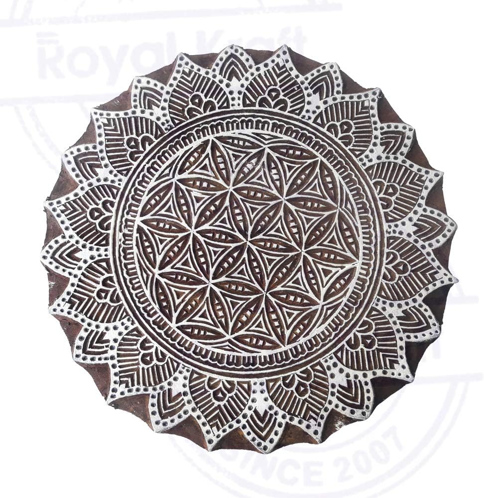 8 Inch Popular Large Printing Block Mandala Round Pattern Big Wooden Stamp, Esib8tag018, 8 inches - Image 3