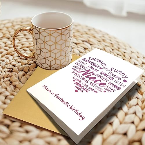 Miniatura 6 de Chenive Tarjeta de cumpleaños de dulce sobrina, adorable tarjeta de cumpleaños de tía tío, tarjeta de felicitación de cumpleaños de alabanza