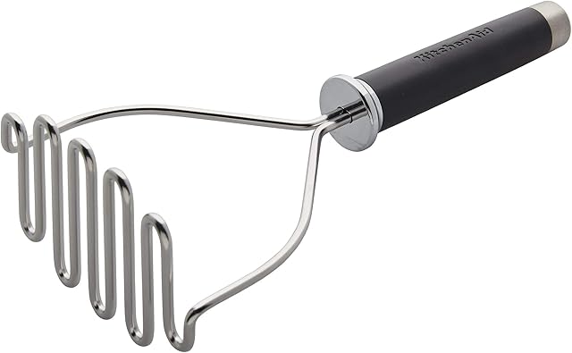 KitchenAid KO008OHOBA Gourmet Stainless Steel Wire Masher, Plastic, Black