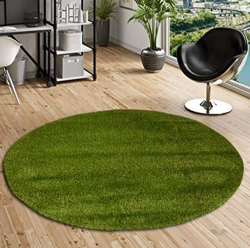 Comfy Home High Density Artificial Grass Mat Round Shape, Garden Lawn Landscape,Grass Rug for Home Decoration, Realistic Grass Indoor Outdoor (Diameter - 4 Feet)