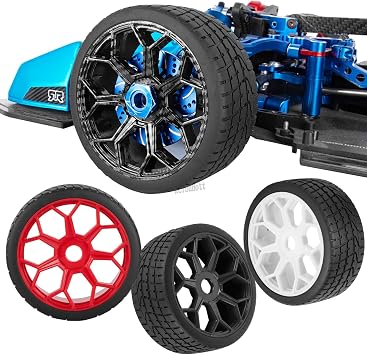 RC Wheels Tires for 1/8 Typhon 6S BLX,1/7 Infraction 6S BLX,Limitless,RC Highway Tires Wheels Soft Tires Truck Tire Highway Tires,Red