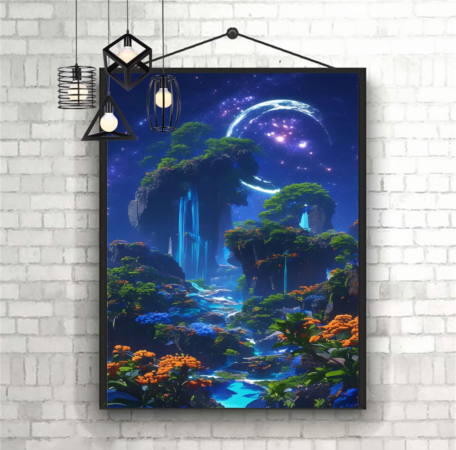 Diamentowe malowanie księżyc diament malowanie dzieci 60x90 cm 2025 krajobraz malarstwo diamentowe, DIY diamentowe rysunki ścieg krzyżykowy rzemiosło dla dorosłych, obraz diamentowy dekoracja domu