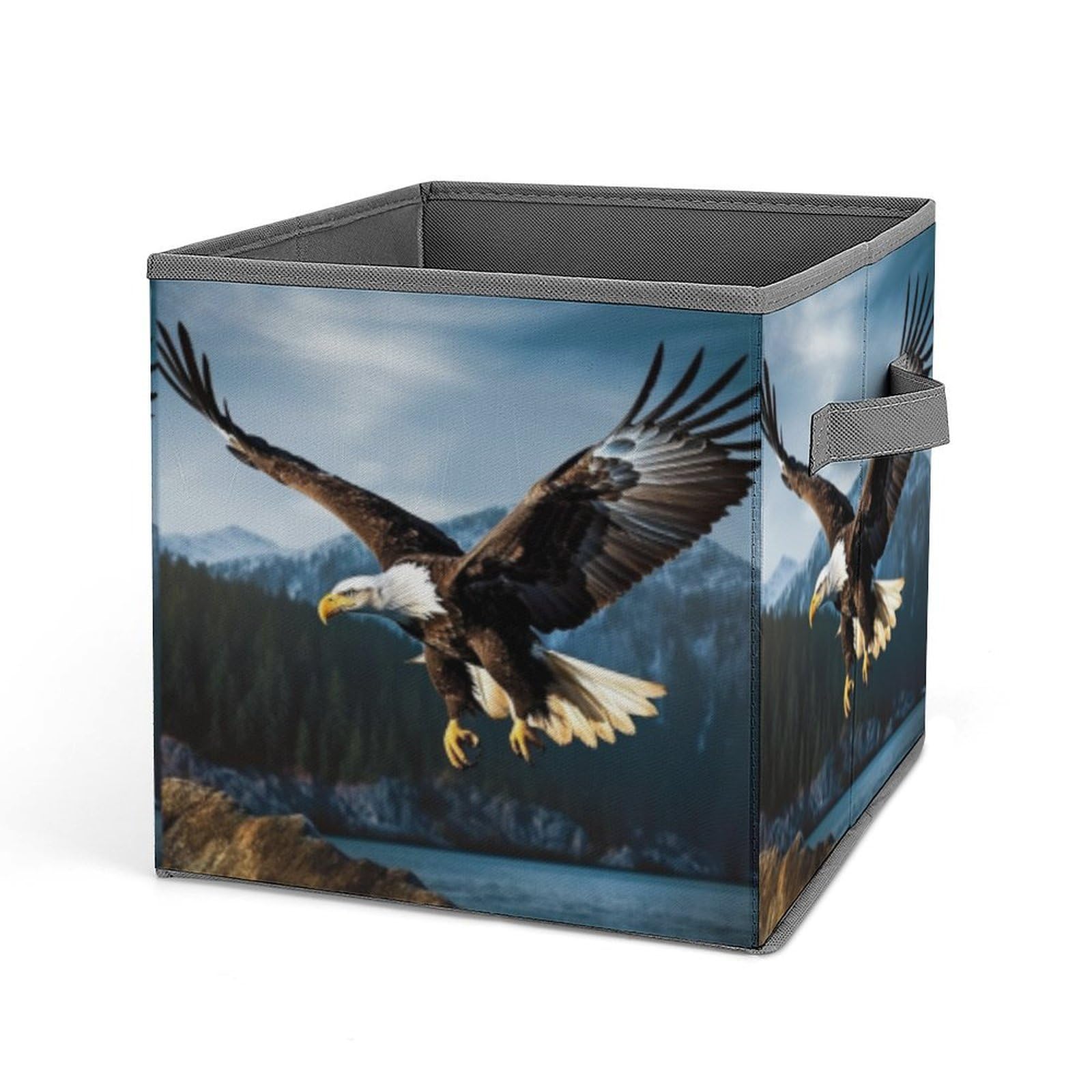 JTREHY Eagle at Hunting Printed Foldable Storage Box, 10.6 Inches Fabric Storage Box for Wardrobe, Bedroom, Utility Room
