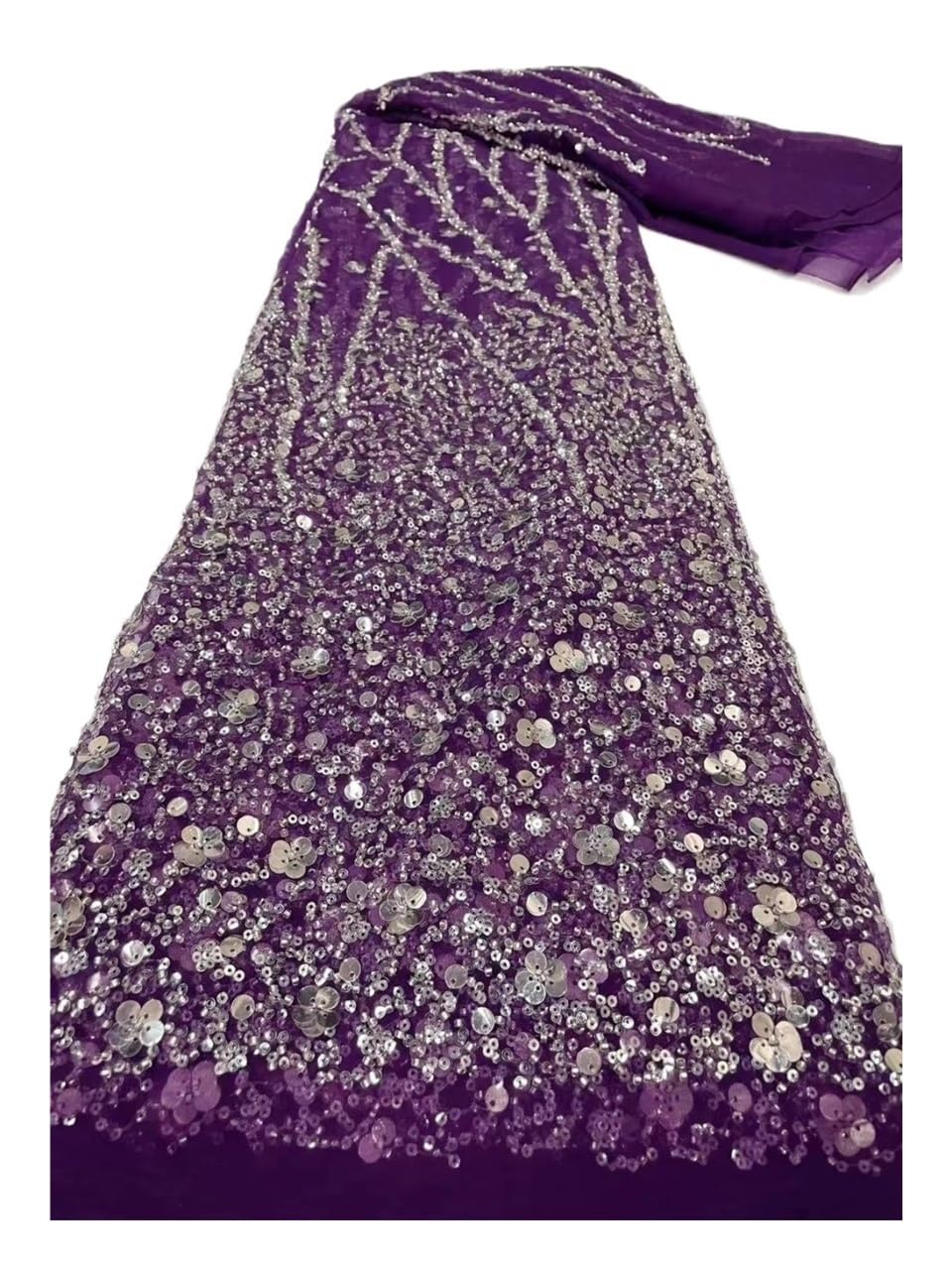Tissu brodé perles et paillettes ombré d'exception pour robe de mariée - 2