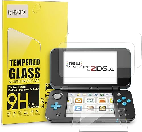Protector de pantalla 2DS XL, pantalla LCD superior de vidrio templado para pantalla superior y película de PET de cristal transparente HD