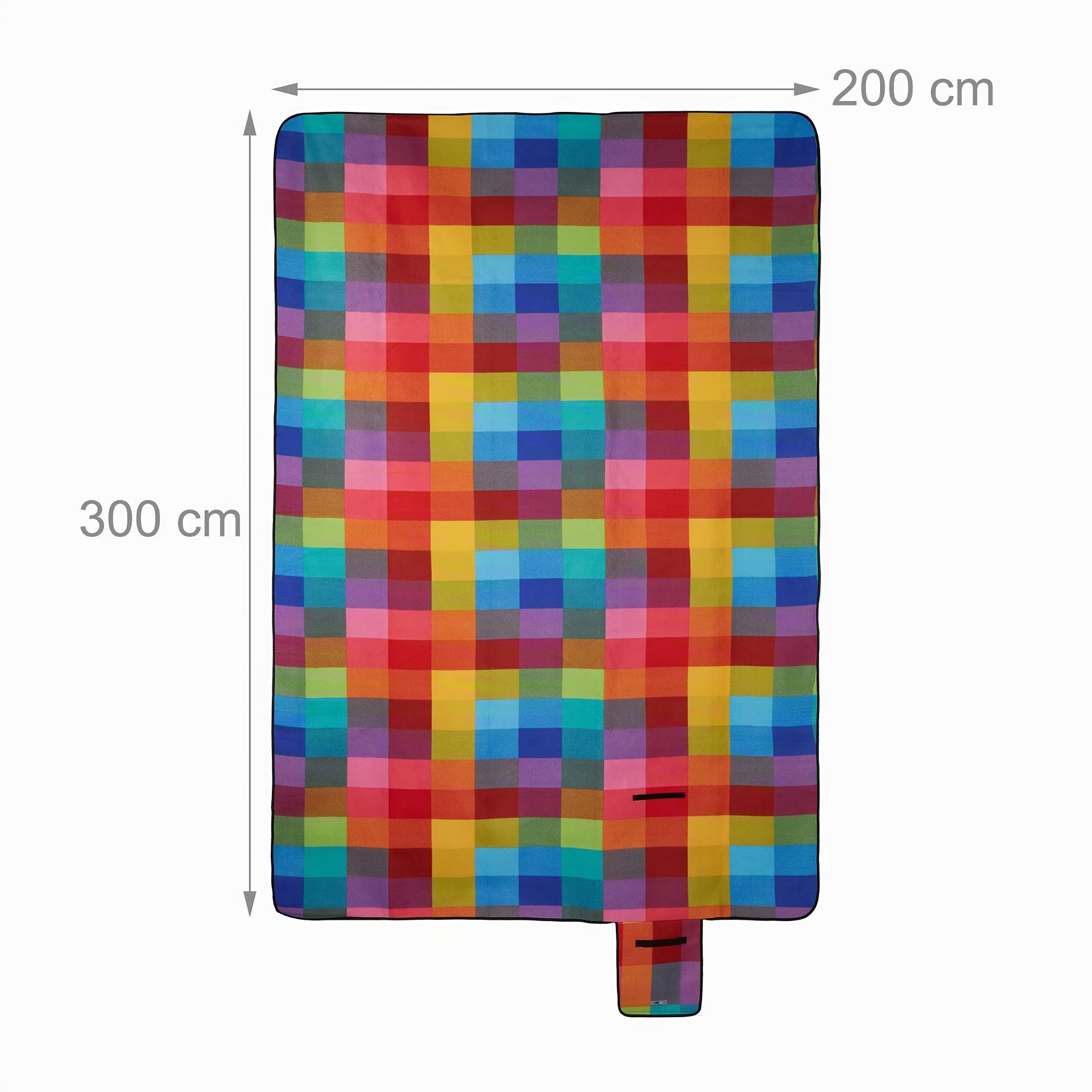 Relaxdays Coperta da Picnic XXL, 200 x 300 cm, Plaid Impermeabile Spiaggia, Isolante, Telo Morbido con Manico, Colorato