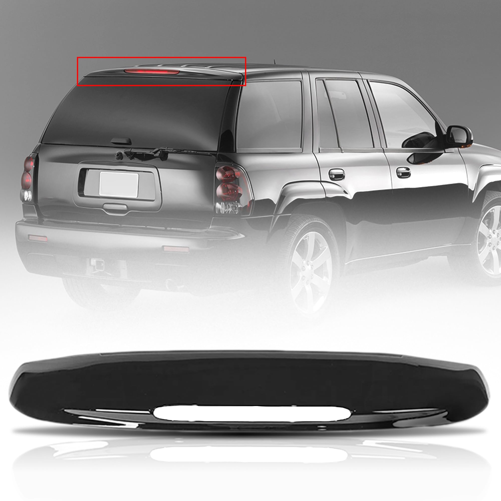 PartsFlow Rear Upper Tailgate Molding Trim GM1904106 Compatible With Chevrolet Trailblazer 2002 2003 2004 2005 2006 2007 2008 2009 Replace#19150496