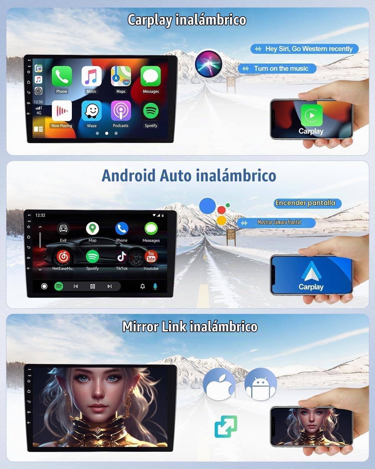 CAMECHO Android15 4+64GB Radio Coche para Fiat Ducato 3 Peugeot Boxer 2 Citroen Jumper 2 2011-2022, CarPlay/Android Auto Inalámbrico, 9" HD IPS, CANBUS, Plug&Play, GPS RDS BT, Cámara AHD incluida